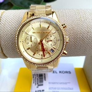 Moving !! Lowest  price ever MK Women's Ritz Chronograph Stainless steel watch